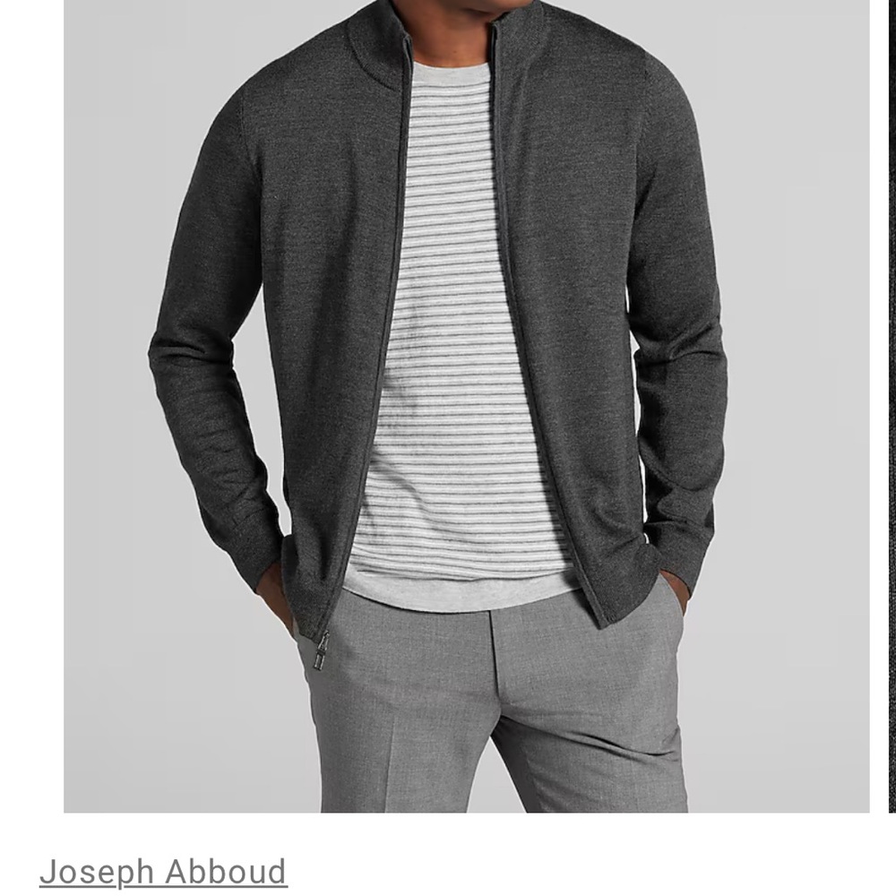 Joseph Abboud Grey Wool  Zip-Up Sweater